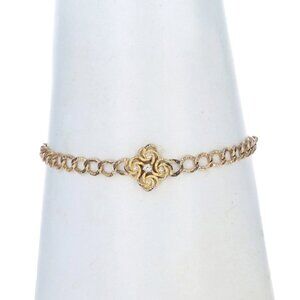 Gold Filled Diamond Victorian Love Knot Bracelet 7 3/4" - Mine .12ctw Antique